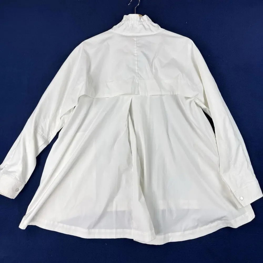 Athleta Advantage Poplin Top Women M White 1/4 Zip Back Yoke Water Repellent Gym - Picture 3 of 9